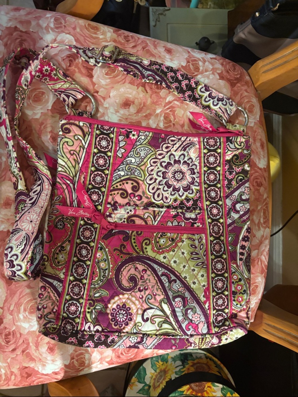 Vera Bradley Pink Paisley Quilted Crossbody Bag